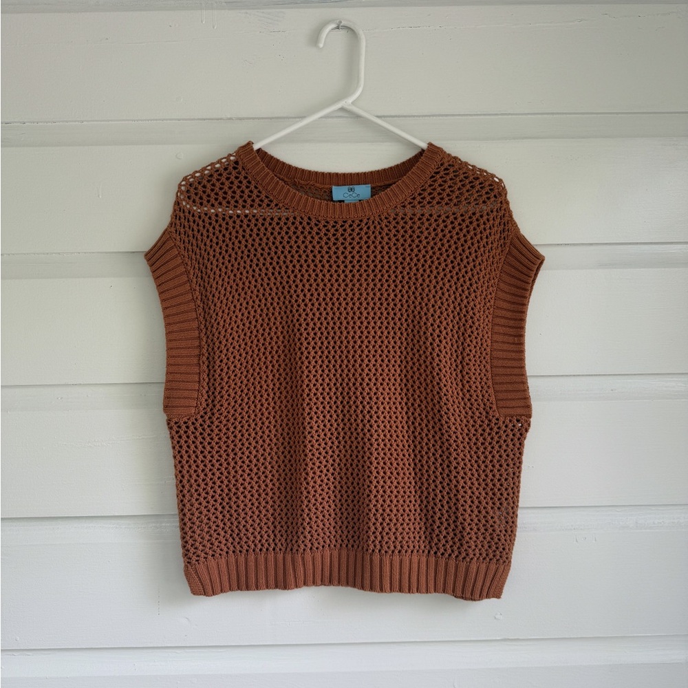 CeCe Women's Tan Knit Sweater Vest